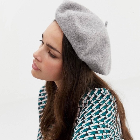 Gray classic beret hat Parisian style - Picture 4 of 4